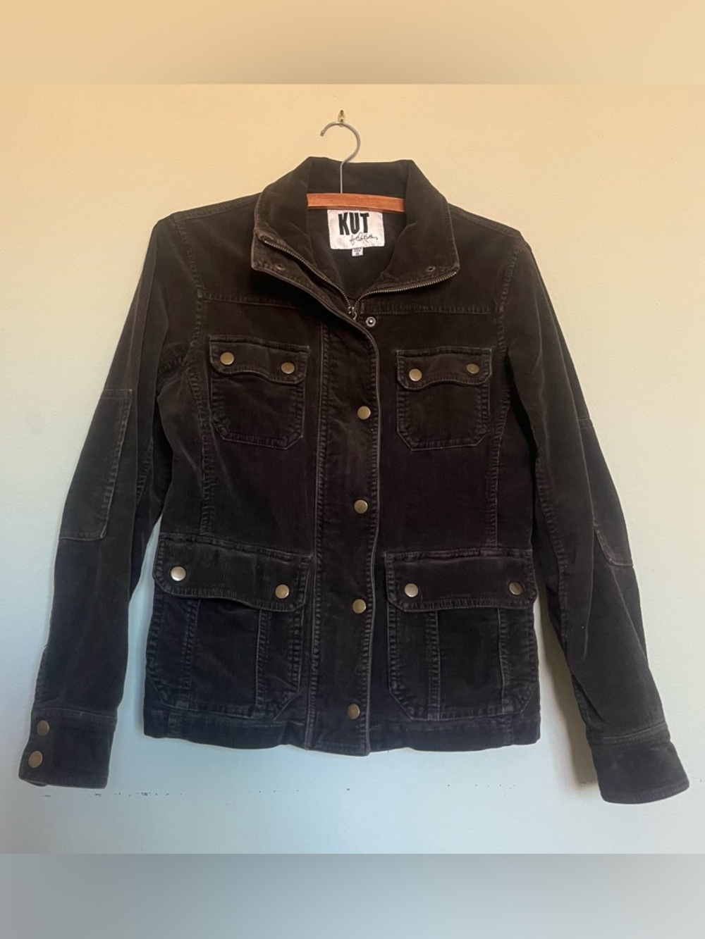 Kut Cotton Corduroy Utility Jacket Olive Green, Size XS